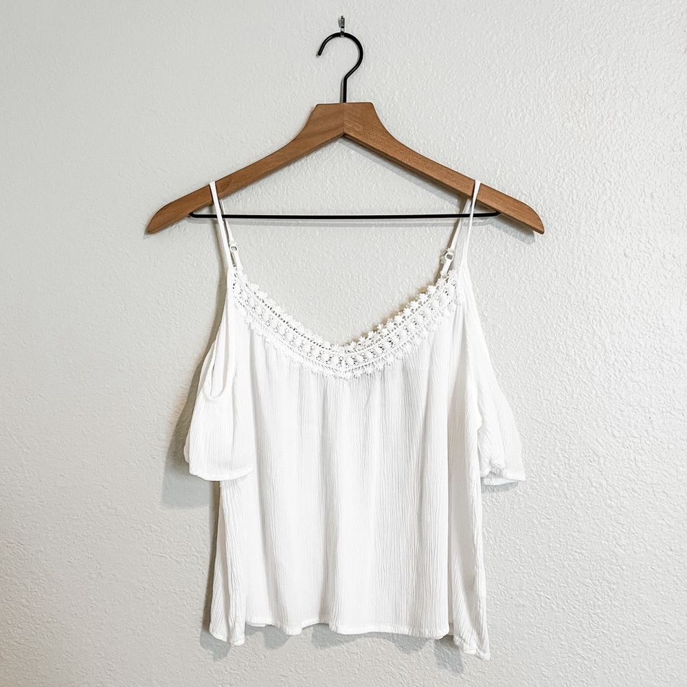 Ambiance White Crochet Trim Crop Top